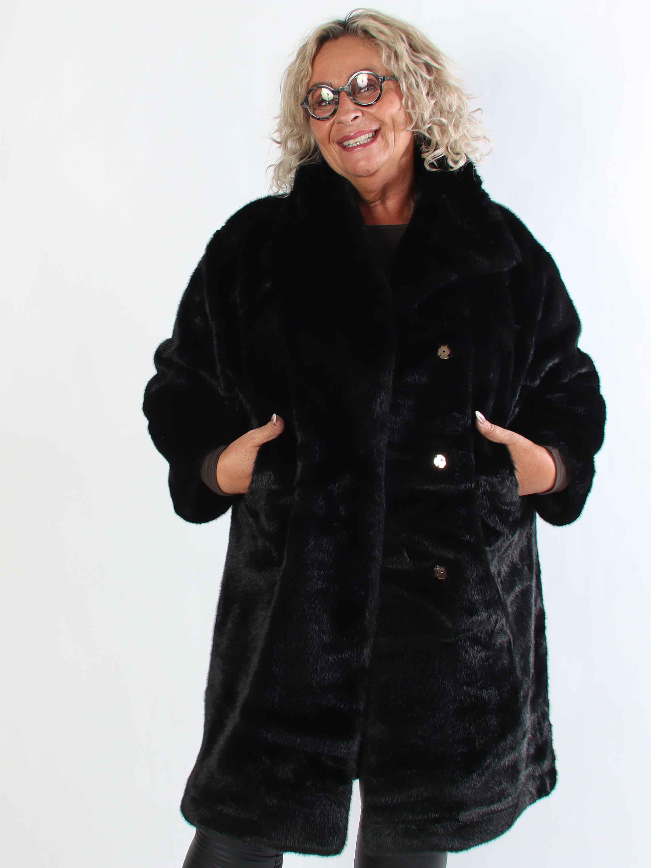 Federica - Mjuk fuskpälskappa med krage